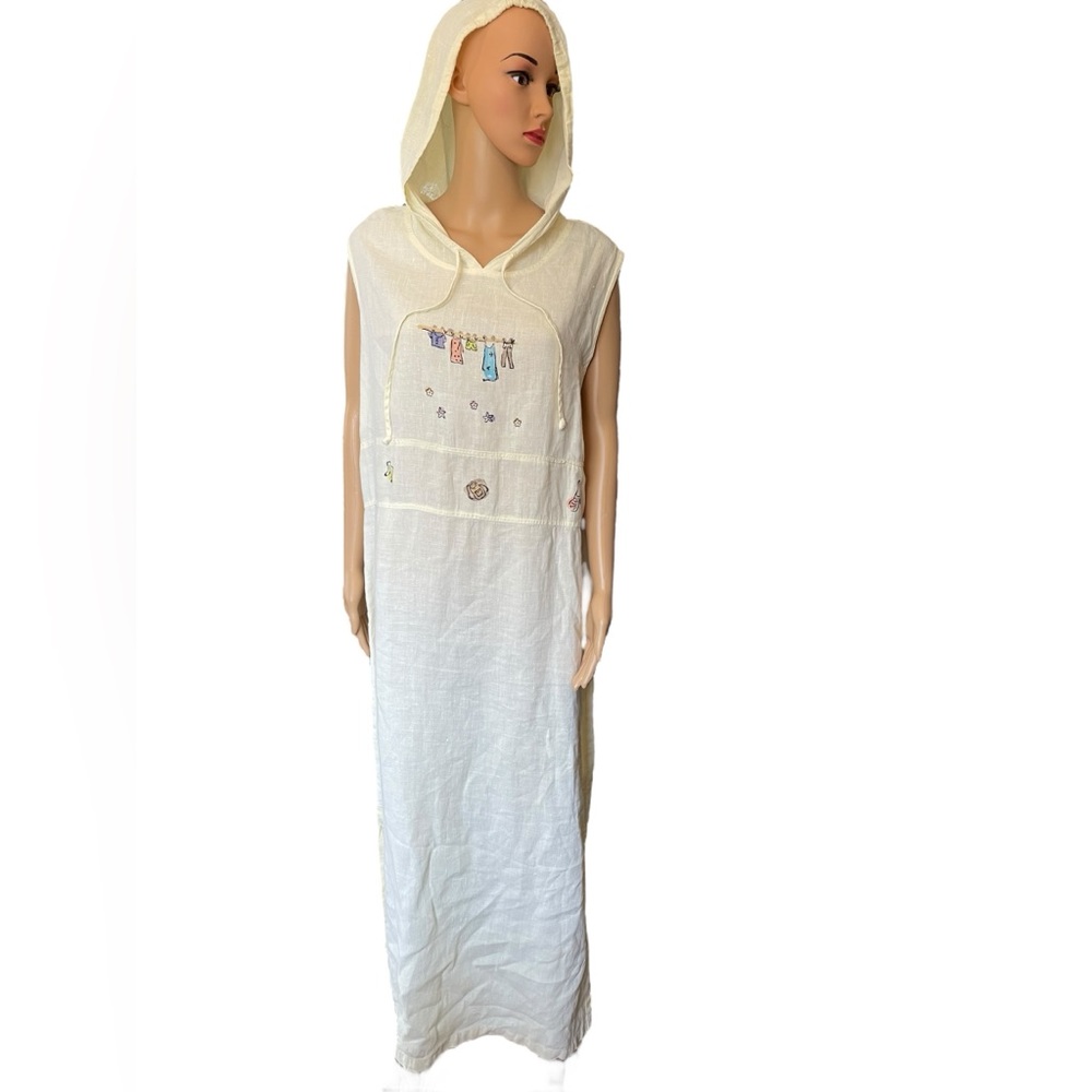 Trisha’s Vintage Y2K Yellow Linen Cottagecore Glam Urban Travel Painted Dress